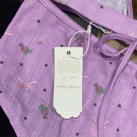 NWT For Love and Lemons Size XL Lavender Floral Bra & Set - Picture 4 of 12